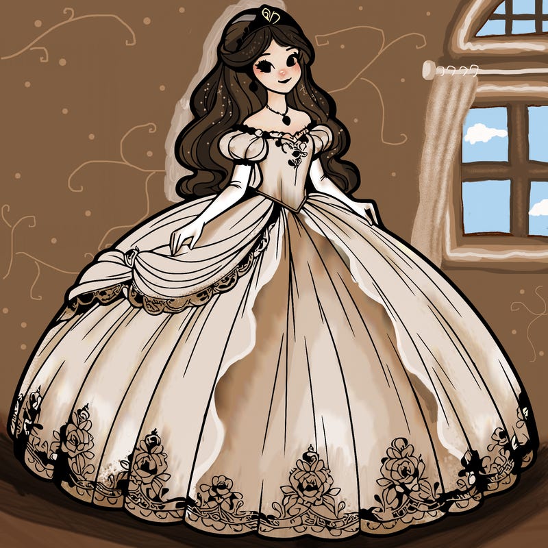 realistic princess in big dress