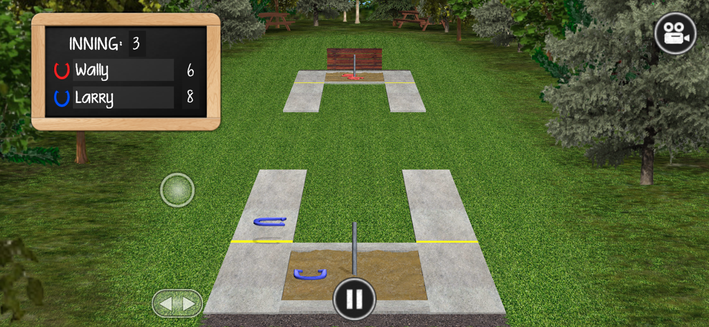 Horseshoe Pitch-A-Rama - Regulation horseshoe court and scoreboard in Horseshoe Pitch-A-Rama