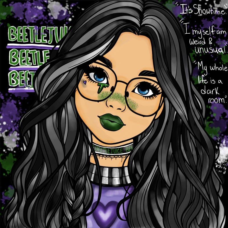 girl with long hair and freckles and glasses realistic