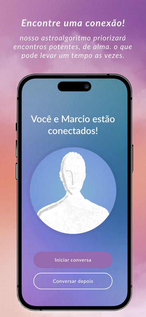 639App - 639Appデーティングアプリのマッチ画面。写真の代わりにシルエットプレースホルダーで、占星術に基づいたつながりが表示されています。