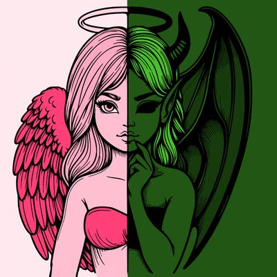 realistic angel half demon