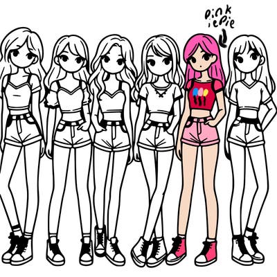 a group of girls wearing crop tops and shorts