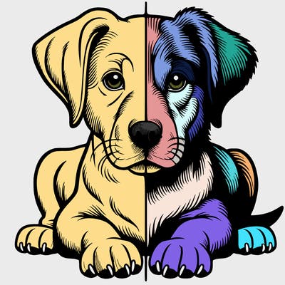 realistic dog split picture