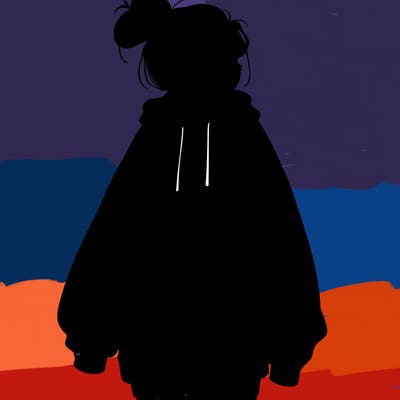 realistic girl with a oversized sweatshirt on and a bun