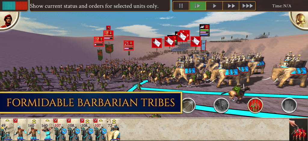 Real time battle with war elephants and barbarian tribes in ROME Total War Barbarian Invasion