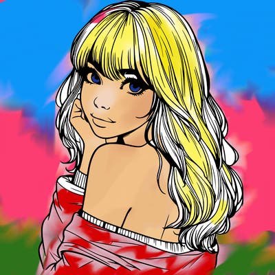 realistic girl with bangs looking over her shoulder