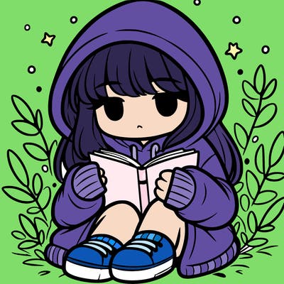 girl in oversized hoodie reading a book
