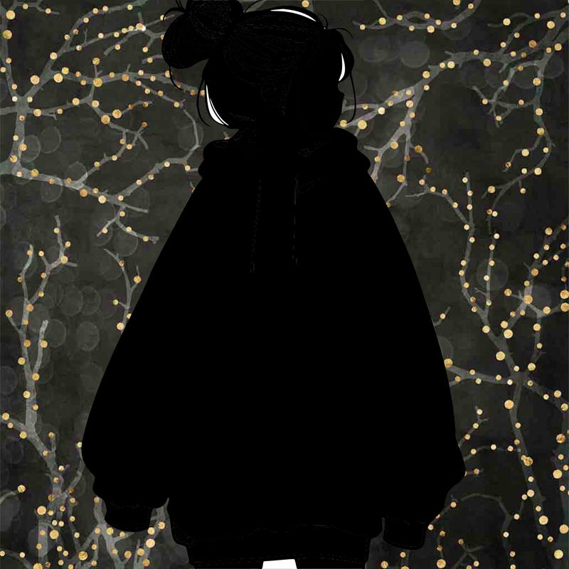 realistic girl with a oversized sweatshirt on and a bun