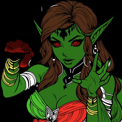 realistic scary beautiful elf sorceress casting spell