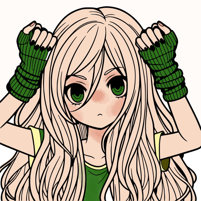long haired girl with fingerless gloves