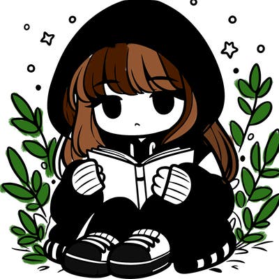 girl in oversized hoodie reading a book