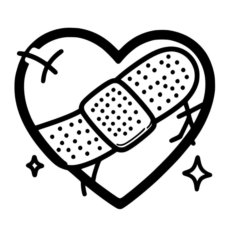 heart with a bandage around it