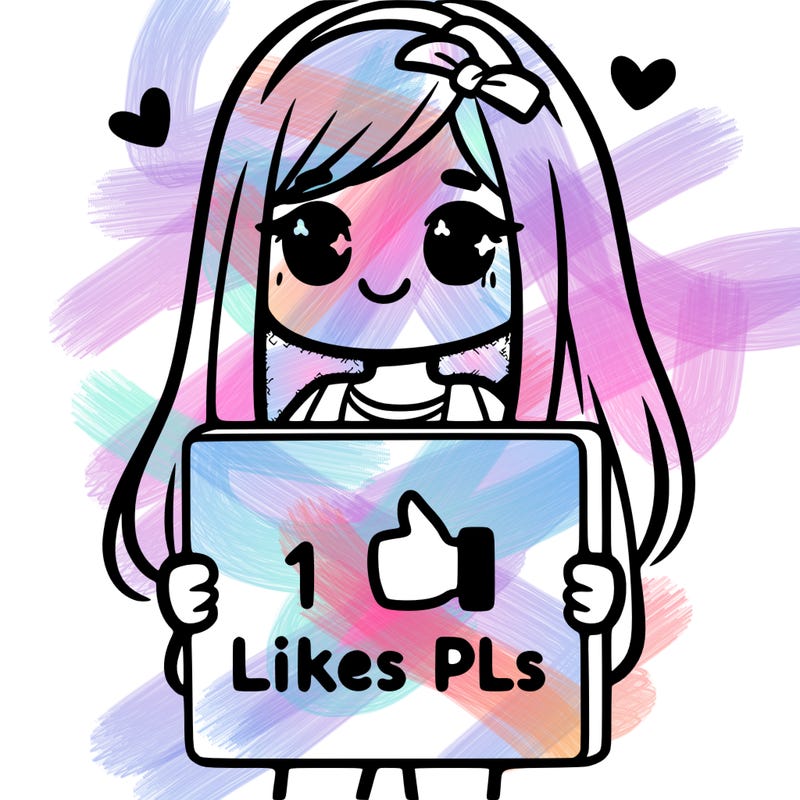 girl holding a sign saying 10 likes pls
