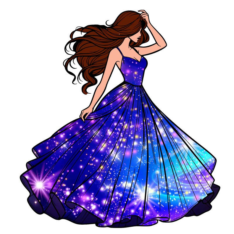 realistic woman with dress flowing in the wind