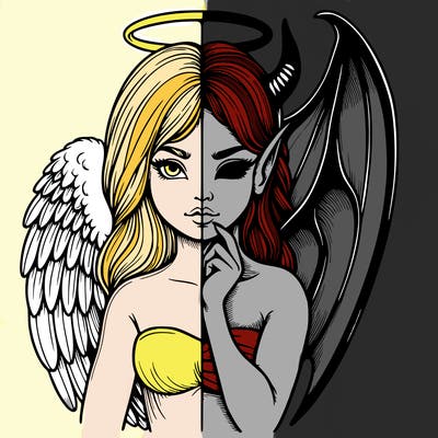 realistic angel half demon