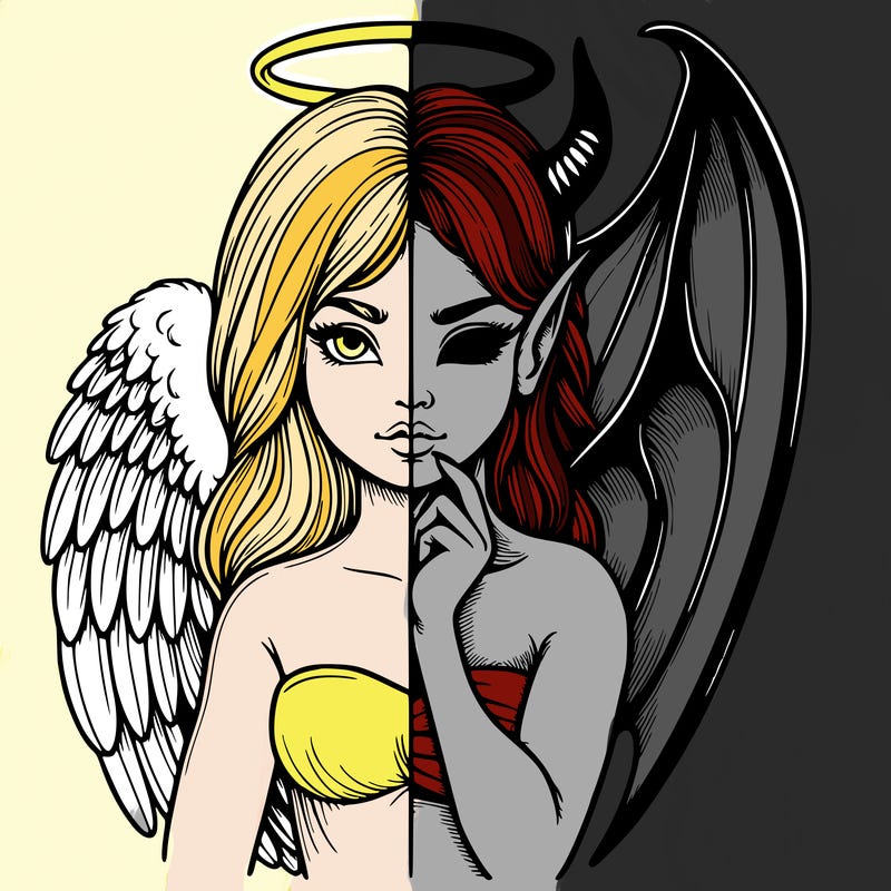 realistic angel half demon