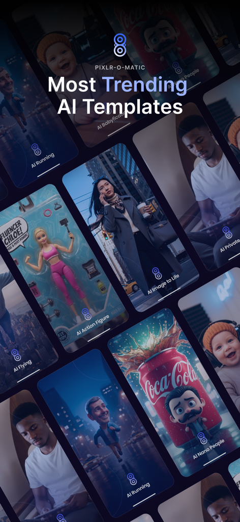Pixlr-o-matic - Pixlr-o-maticのアクションフィギュアや赤ちゃん化エフェクトなど、トレンドのAI写真・動画テンプレートのコラージュ