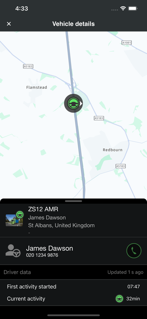 Scania Fleet - Real-time vehicle positioning and driver status view on the Scania Fleet app