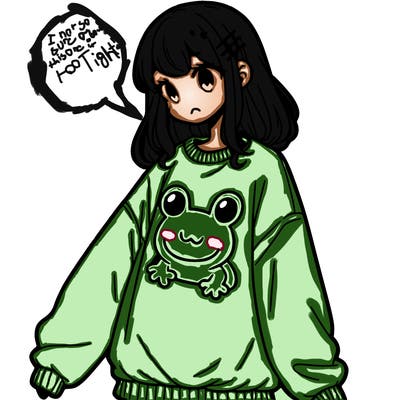 girl wearing frogging sweatshirt