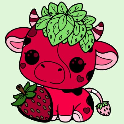 cute strawberry cow