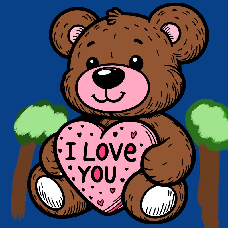 teddy bear holding an i love you heart