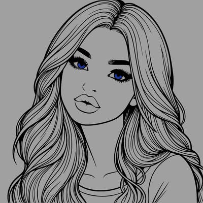 realistic girl with hair on her hair and lips