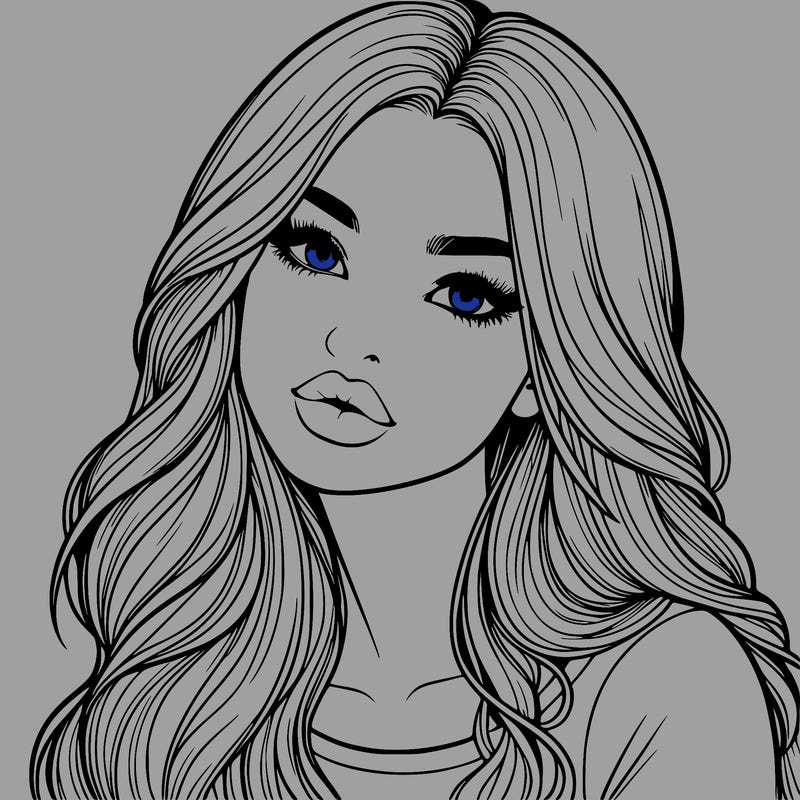 realistic girl with hair on her hair and lips