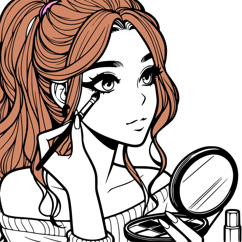 a realistic girl doing her makeup
