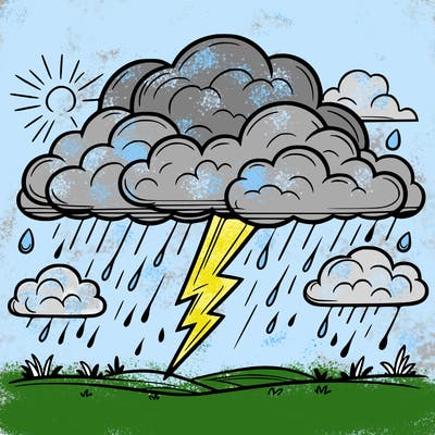 stormy clouds with thunderstorm