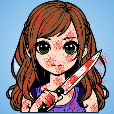 realistic girl holding a knife