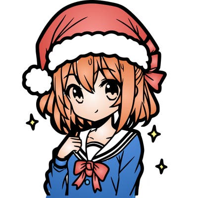 anime girl wearing a santa hat