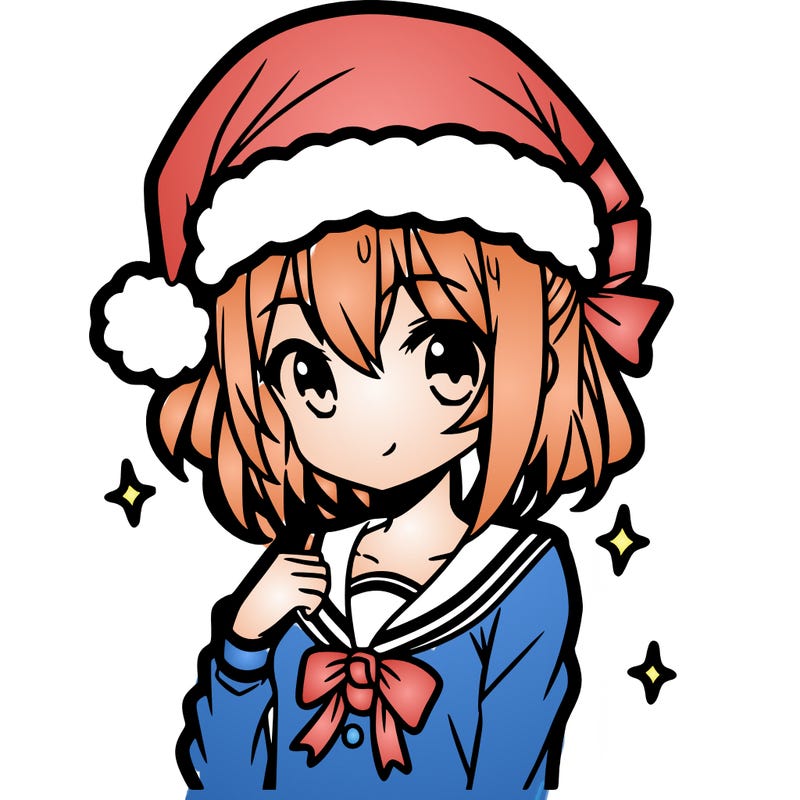 anime girl wearing a santa hat