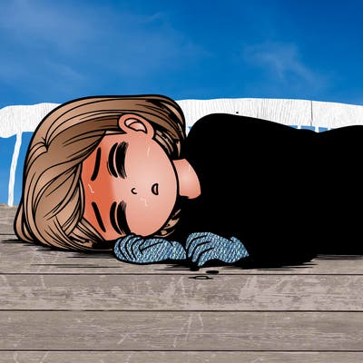 a sad moment of a girl dying make realistic