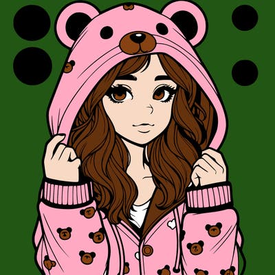 realistic girl in a animal pjs hoodie