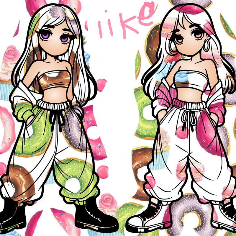 two girls in baggy pants with crop tops