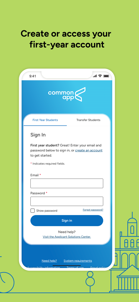 Common App - Common App mobile sign in page for student accounts