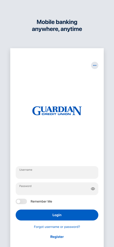Guardian Credit Union Alabama - Guardian Credit Union Alabama mobile app login screen