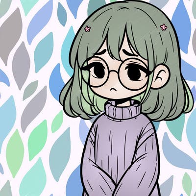 sad girl with glasses in a sweater