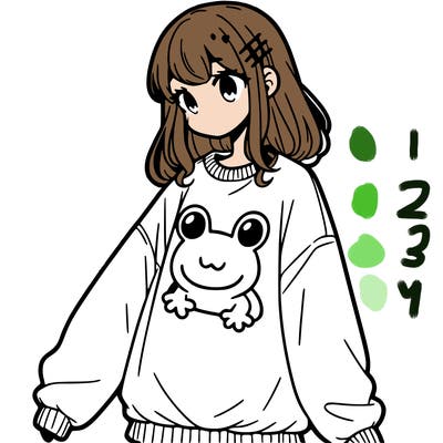 girl wearing frogging sweatshirt