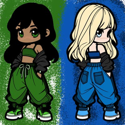 girl in crop top and baggy pants