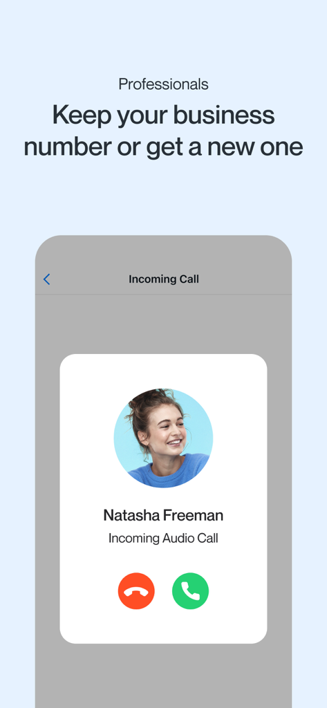 Incoming call screen on the Spruce medical communication app for healthcare professionals.