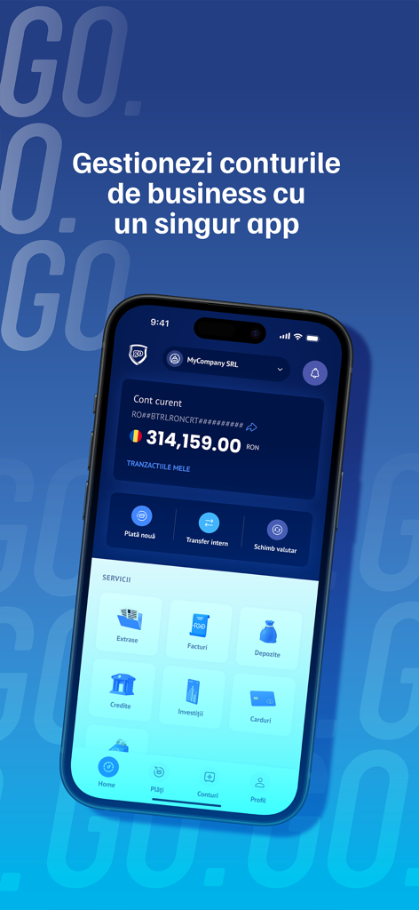 BT Go - BT Go mobile app dashboard displaying business account balance and financial services