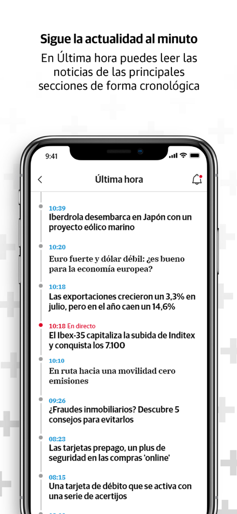 Aplicación móvil Leonoticias mostrando un feed cronológico de las últimas actualizaciones de noticias