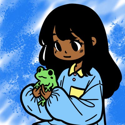 girl with long hair and a oversized shirt. and she is holding a frog