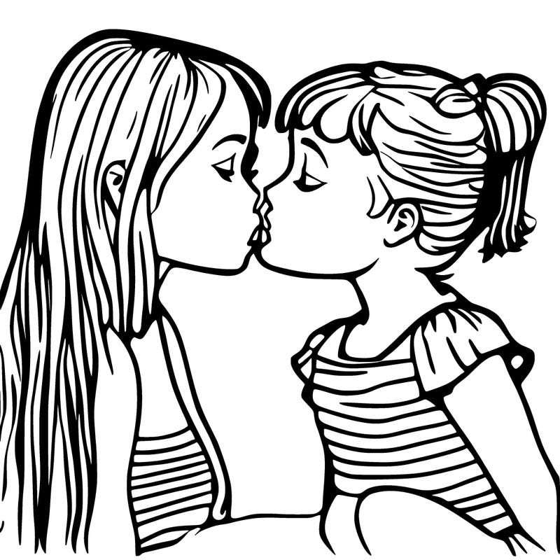 two girls kissing