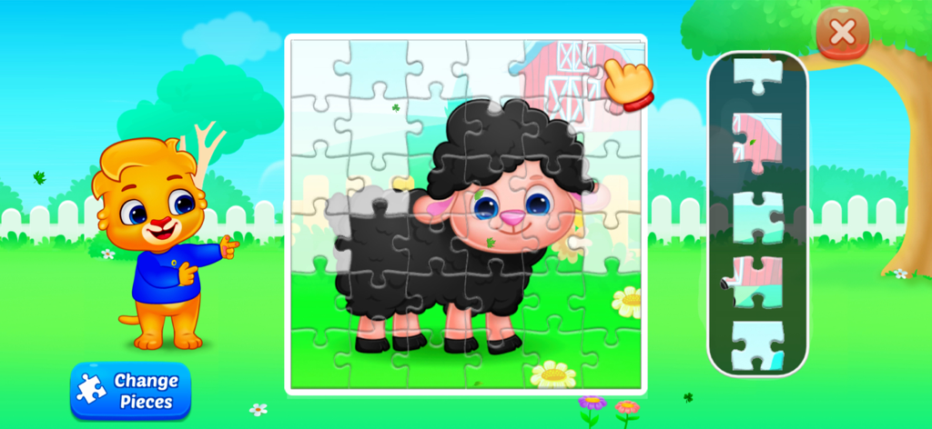 Puzzle Games For Kids 3+ Years - Black sheep jigsaw puzzle in Puzzle Kids educational app