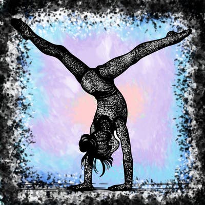realistic gymnastic hand stand girl in four splits