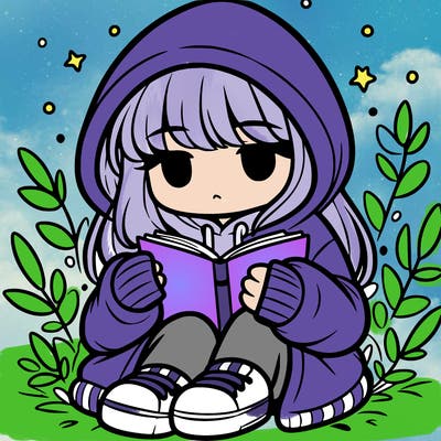 girl in oversized hoodie reading a book