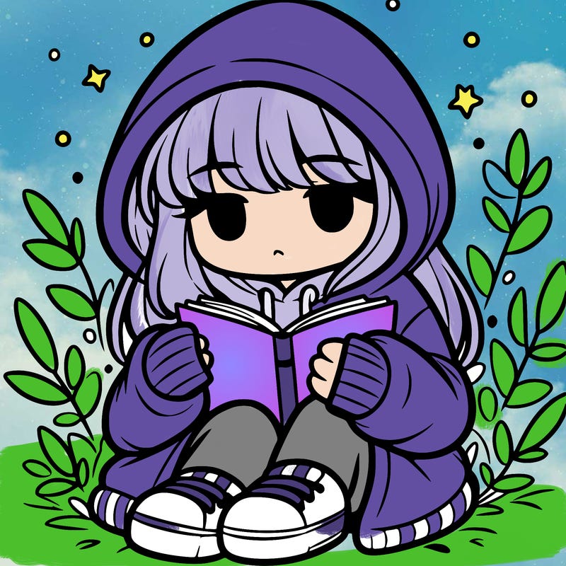 girl in oversized hoodie reading a book