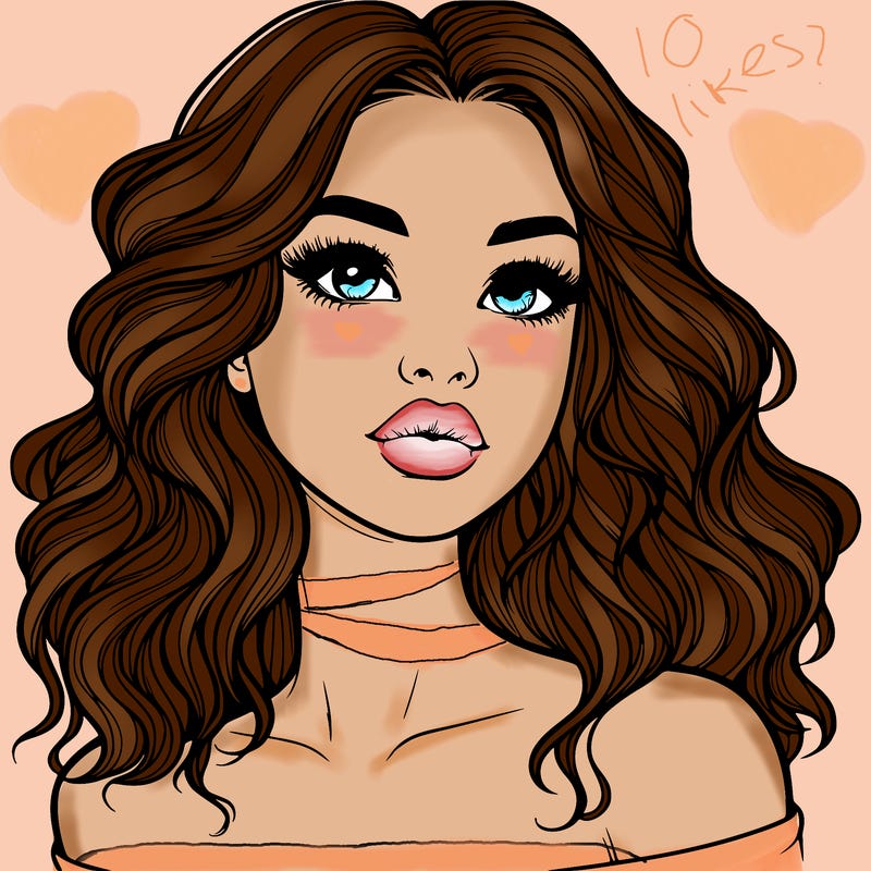realistic girl with wavy hair and lips